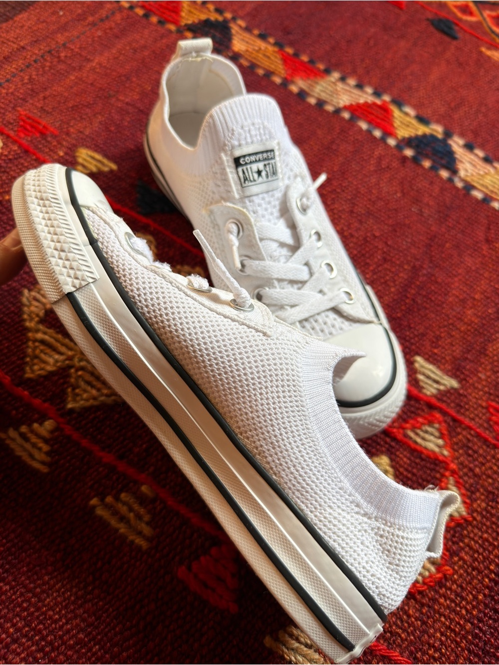 Converse White Low-Top Knit Sneakers - Picture 2 of 4